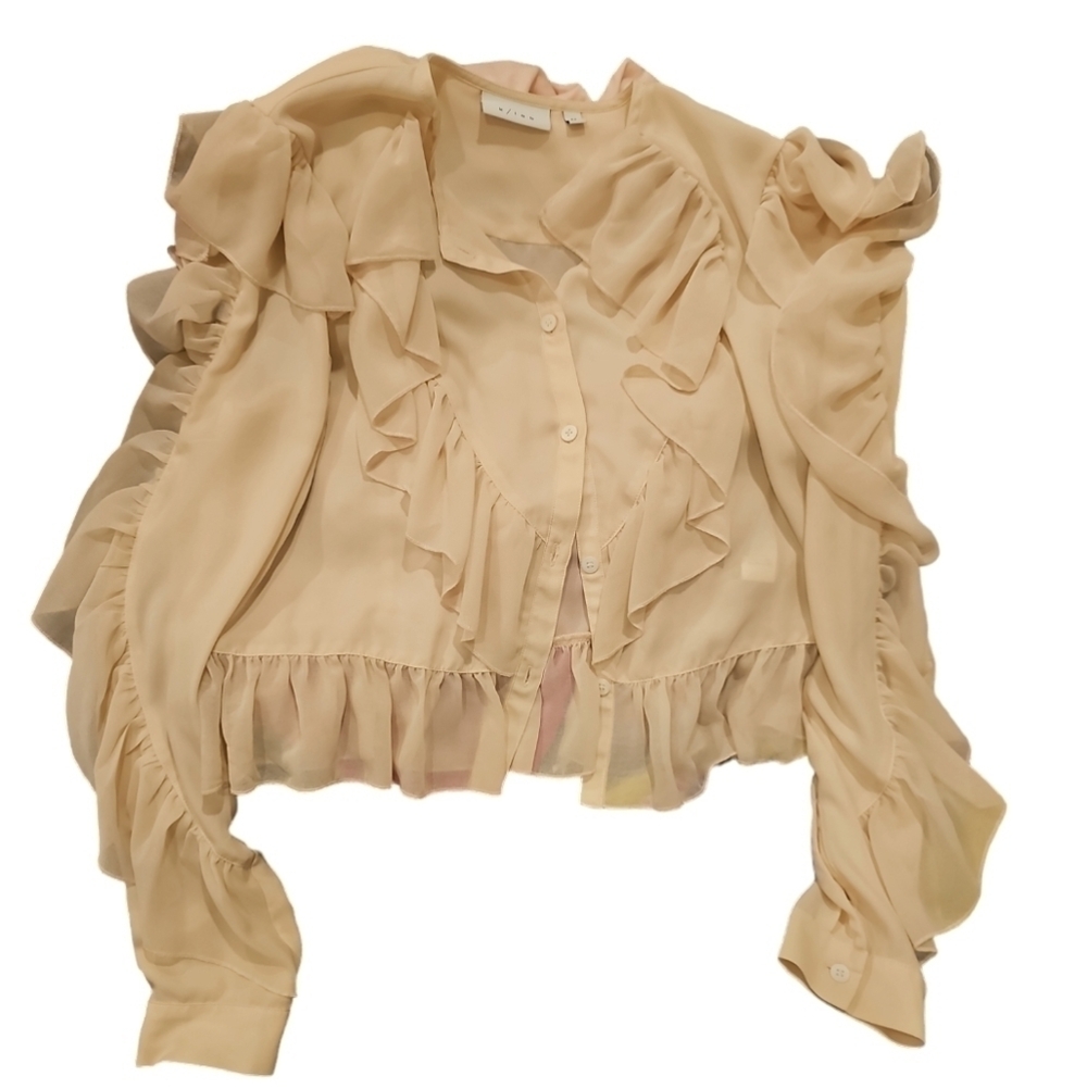 K/Lab Ruffle sheer Long Sleeve blouse - Picture 4 of 4